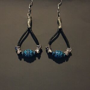 Elegant Black and Blue Earrings